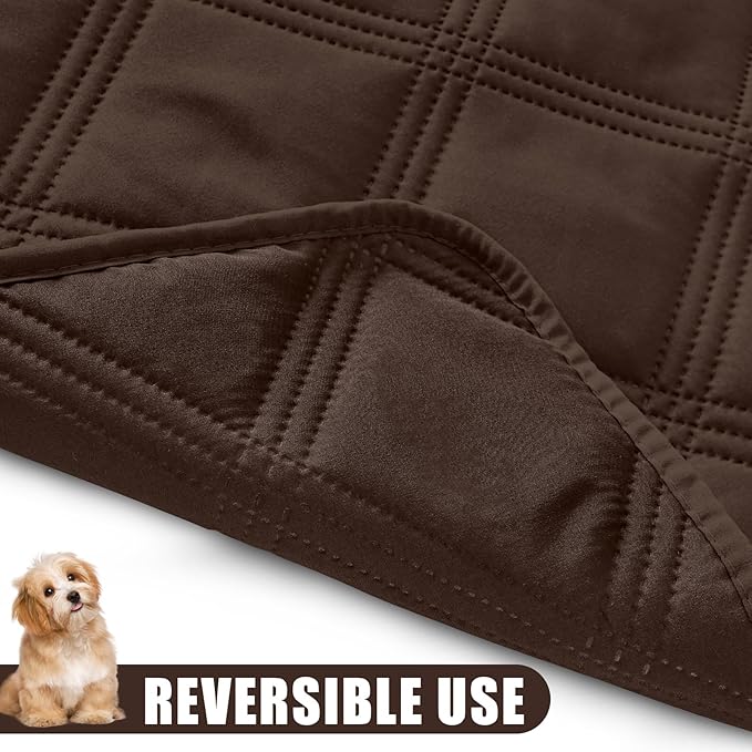 Smiry Waterproof Dog Bed Cover Blanket 68x82, Soft Reversible Pet Blanket, Washable Leakproof Cats Dogs Couch Cover for Sofa, Couch, Furniture, Chocolate/Chocolate