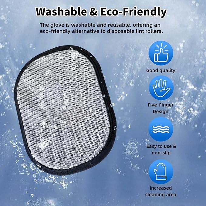 2Pcs Pet Hair Removal Glove for Dogs & Cats, Reusable Magic Brush for Pet Hair, Upgraded Five-Finger Electrostatic Pet Hair Gloves for Laundry, Couch, Carpet, Car Seat