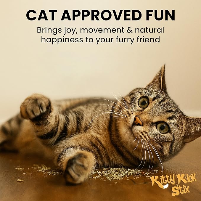 Kitty Kick Stix Premium Bulk Catnip Made in USA, 100% Natural Best Catnip for Cats, Fresh Cat Nip for Toys, Cat Kicker Toy Refills, Cat Toys for Bored Indoor Adult Cats (Large Bag)