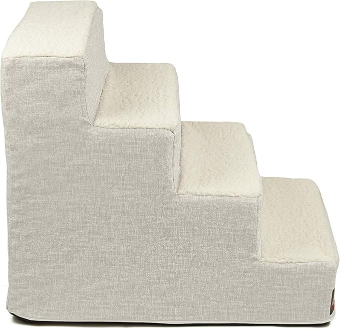 Majestic Pet Portable Pet Stairs | Soft Sherpa Steps Foam Feeling | Steps for Dogs & Cats | Dog & Cat Ramp | Indoor Only | Max Weight: up to 250 Lbs, 4 Step, Palette Heathered Gray