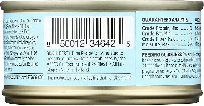 BIXBI Liberty Canned Wet Cat Food - Grain Free, Tuna Pate Recipe, 2.75 Ounce (Pack of 24)