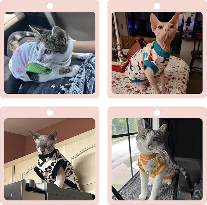 PUMYPOREITY Sphynx Cat Clothes - Stretchy Sweater, Soft Hairless Shirt, Pullover Pajamas, Turtleneck for Sphynx Cornish Rex, Devon Rex - Red, L