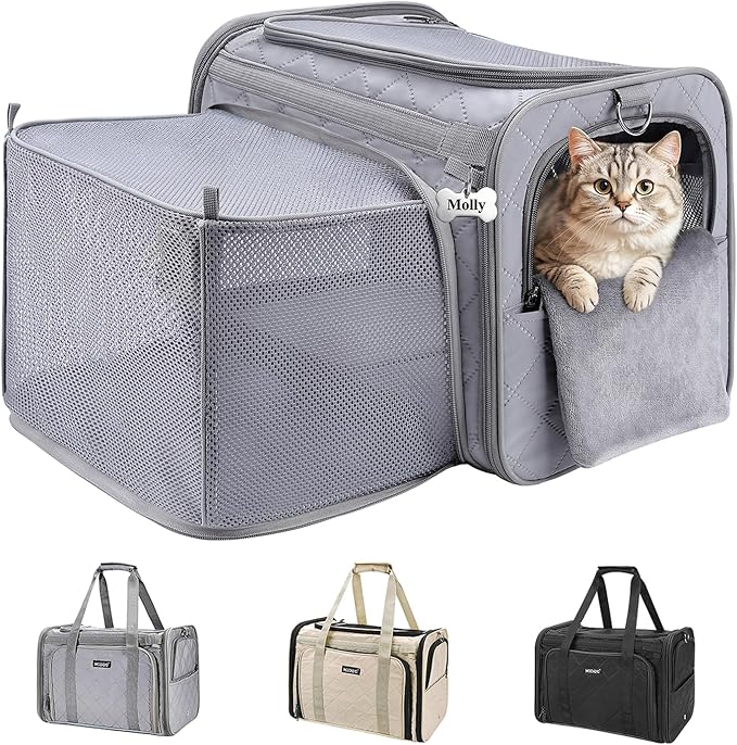 MIDOG Cat Carrier Soft for Small to Medium-Sized Cats,Up to 25 Lbs, Large Soft Sided Pet Carrier,Collapsible Travel Cat Carriy Bag(Beige,20 inch x 13 inch x 13 inch)