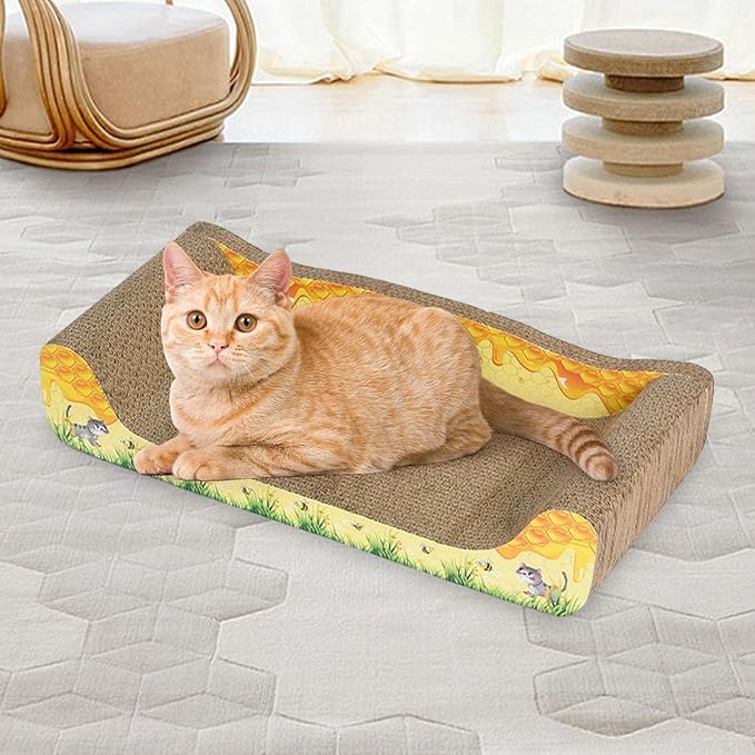 Cat Scratcher Cardboard Lounge Protect Carpets and Sofas Cat Furniture Pet Sofa Cat Scratch Bed for Indoor Cats Exercise Rest, L