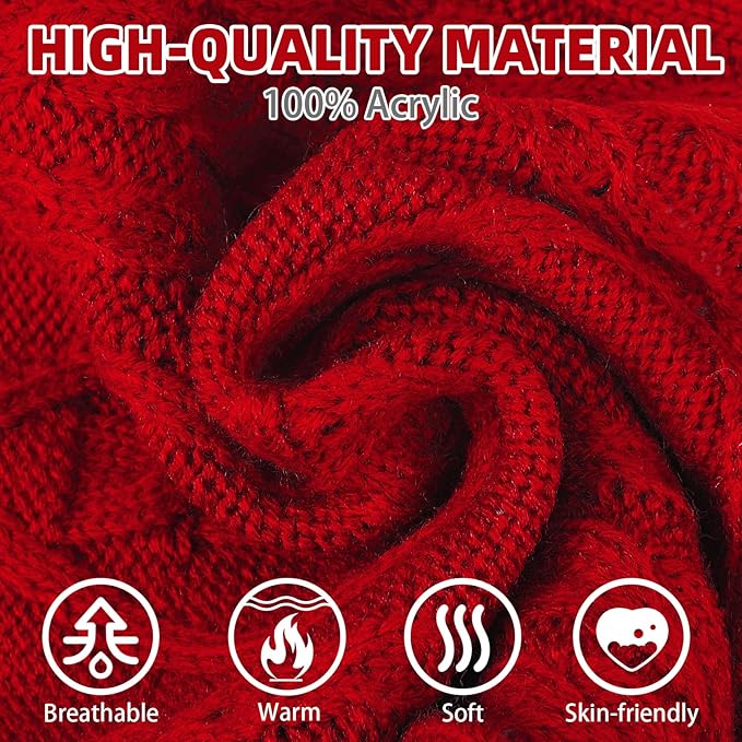 PUPTECK Winter Cat Sweater Coat - Soft Warm Cold Weather Clothes Knitwear for Kittens & Small Dogs Indoor Outdoor Wearing, Knitted Classic for Doggies Kitties, Red, L