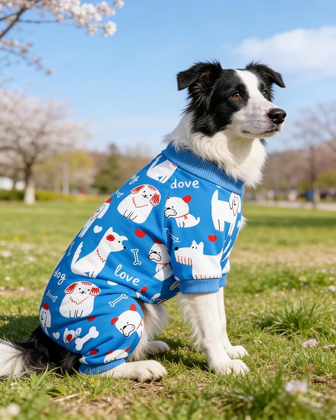 PET SHOW 4 Pack Dog Pajamas for Large Dogs Girl Boy Dog Clothes Soft Stretchy PJs Bee Unicorn Jumpsuit Puppy Monster Paw Jammies Onesies Outfits with Sleeve Pets Costume, XXXL