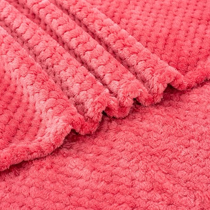 Warm Soft Fuzzy Dog or Cat Blanket, Plush Fleece Throws for Bed, Couch, Sofa, Travel (M/32" x 40", Cranberry)