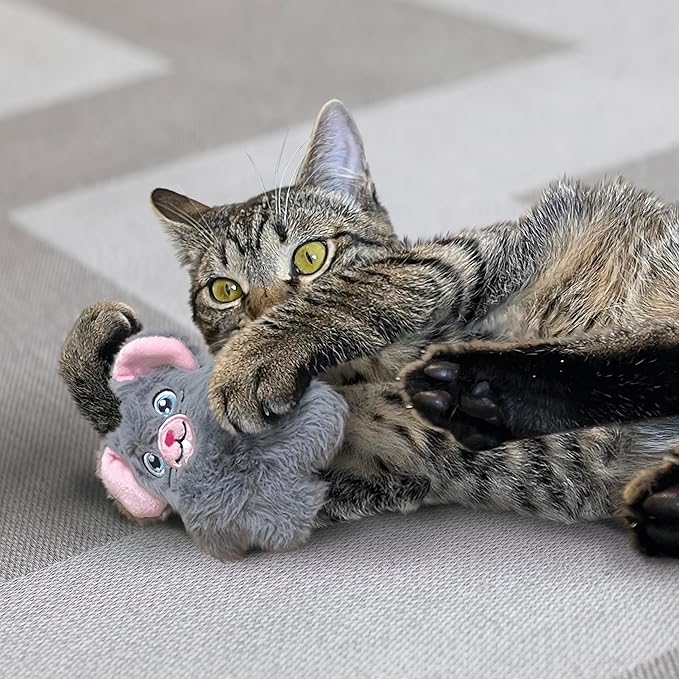 KONG Cat Snuzzles Mouse Plush Cat Toy – Soft & Cuddly, Crackle Sounds, Premium North American Catnip, Perfect for Batting, Wrestling & Snuggling (2 Pack)