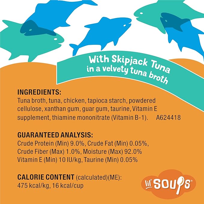 Purina Friskies Grain Free Senior Lickable Cat Food Toppers Lil’ Soups with Skipjack Tuna in a Velvety Tuna Broth - (Pack of 8) 1.2 oz. Cup