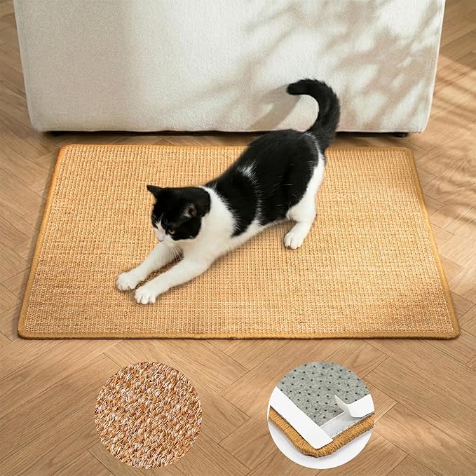 Conlun Cat Scratcher Mat,Sisal Cat Scratch Pad Rug,Wall Scratchers for Indoor Kitten Scratching&Stretching,Furniture Protector for Post&Sofas&Couch&Carpets&Floor,Kitty Bithday Gifts,Medium,Brown