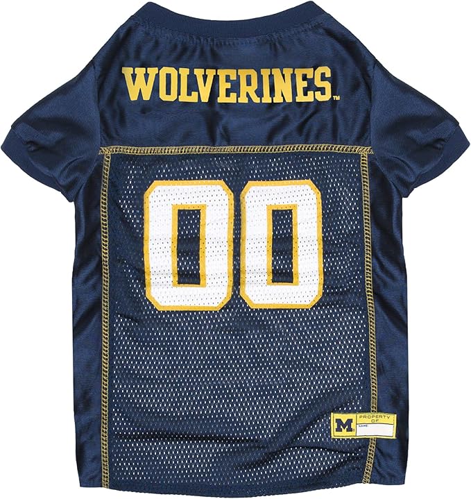 Pets First NCAA College Michigan Wolverines Mesh Jersey for DOGS & CATS, X-Small.Licensed Dog Jersey with your Favorite Football/Basketball College Team