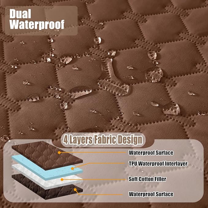Smiry Waterproof Dog Bed Cover Blanket, Soft Reversible Pet Blanket, Washable Leakproof Cats Dogs Couch Cover for Sofa, Couch, Furniture (82x102 Inch, Brown/Chocolate)