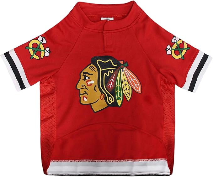 NHL Chicago Blackhawks Jersey for Dogs & Cats, Small. - Let Your Pet Be A Real NHL Fan!