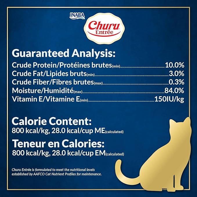 INABA Churu Entrée Pate for Cats, High Protein & Moisture, Prebiotic Wet Cat Food, 1.23oz. per Serving, 24 Servings, Chicken Variety