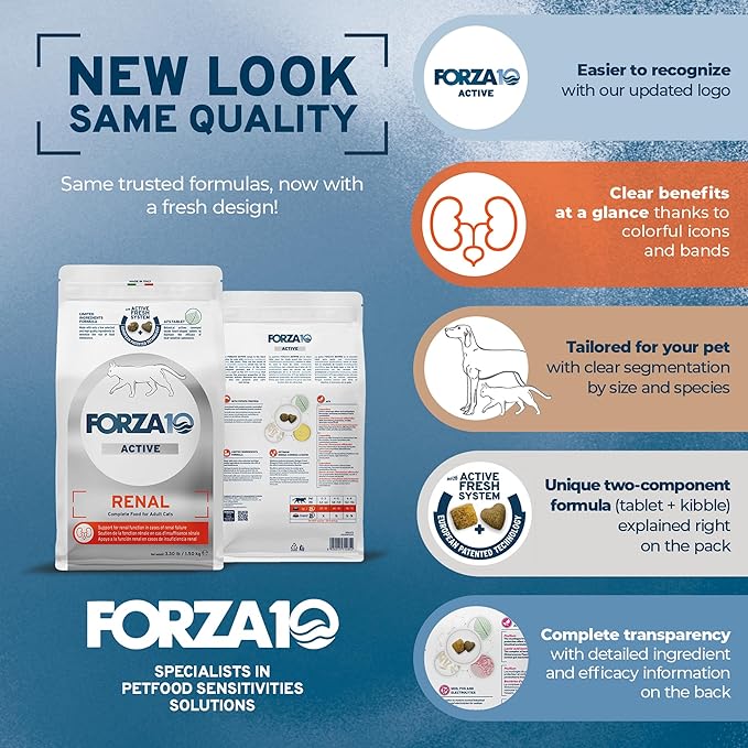 Forza10 - Cat Food, Vet-Apoorved Pet Food for Kidney Support, Non-GMO, Fish Flavor, Crafted for Adults, Made in Italy (0.88 lb)