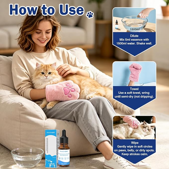 No-Rinse Pet Shampoo & Conditioner Essence for Dogs & Cats, Dilute Before Use, for Small/Medium Pets, Soothes Skin, Hydrates Coat, Pomegranate Scent, Suitable for Pet Steam Brush，0.34oz*1