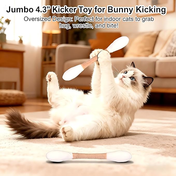6 Pk Cotton Swabs Cat Toys with Catnip - Interactive Kitty Kicker Sticks for Indoor Cats - Durable Teething Chew Toy for Exercise and Boredom Relief for Cat Lovers
