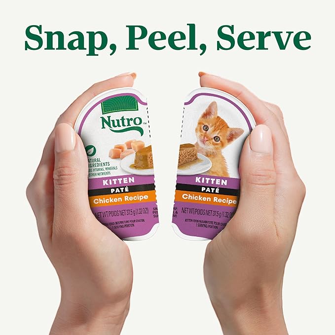 Nutro Perfect Portions Wet Kitten Food Pate Chicken Recipe, Pate Wet Cat Food, 2.6 oz. Twin-Pack Trays, 24 Count, 48 Servings
