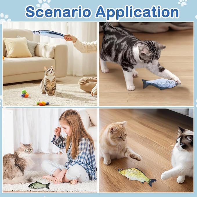 Cat Toys Cat Toy Interactive Fish for Indoor Cats & Kittens, 6 Pack Plush Fishs for Chewing, Soft Fish Play for Cats, No Catnip, Non-Irritating Pet Gift