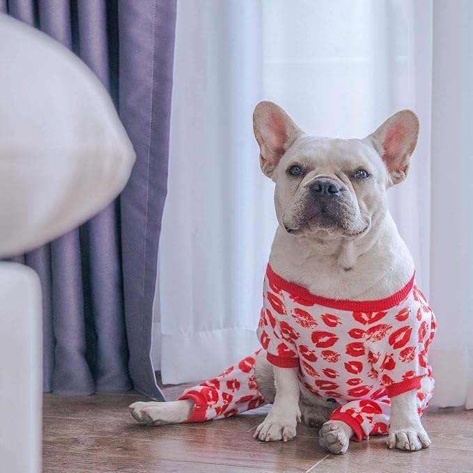 CuteBone Dog Pajamas Valentines Costumes Fleece Pet Clothes Puppy Onesie Winter Holiday Cute Cat Jammies Keep Your Pet Warm in The Cold Weather P116L
