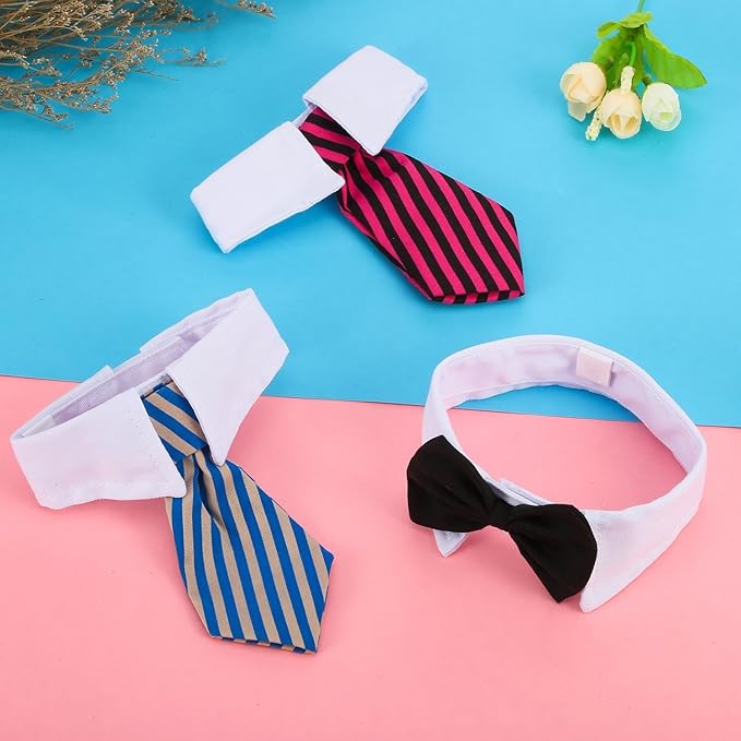Shappy 3 Pieces Adjustable Pets Dog Cat Bow Tie Pet Costume Necktie Collar for Small Dogs Puppy Grooming Accessories (S)