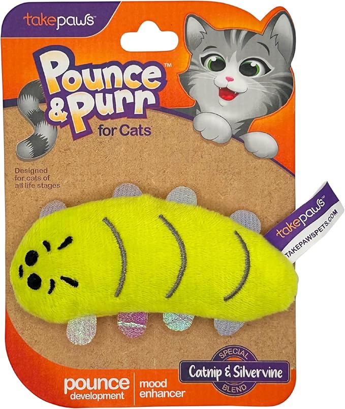 Pounce & Purr® Plush Cat Toys, Catnip & Silvervine Infused, Shiny Iridescent Accents, Interactive Play Toys for Cats & Kittens (Centipede)