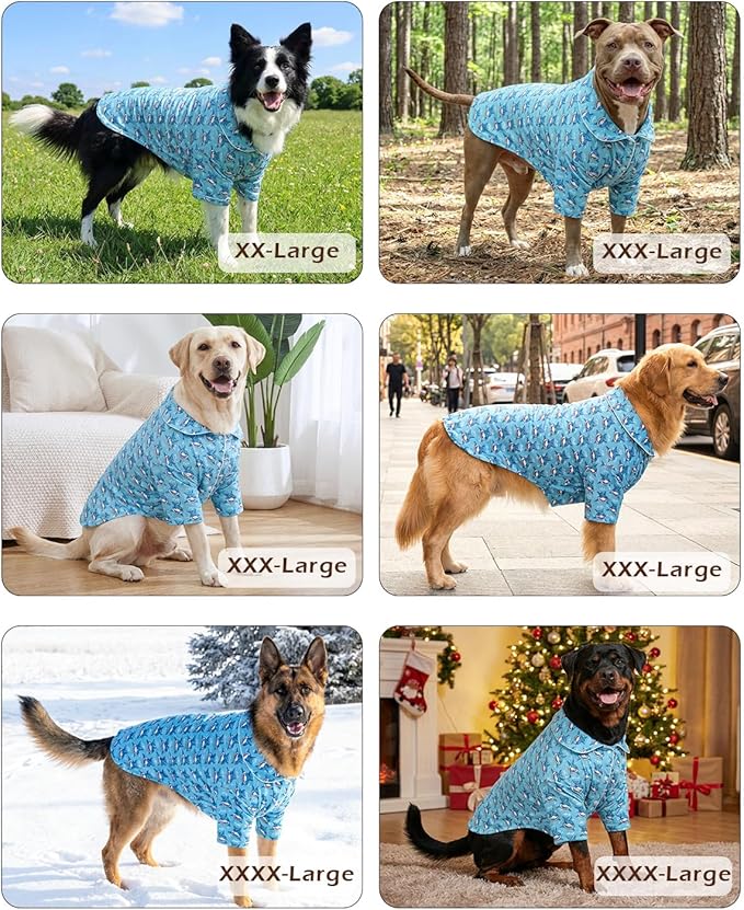CuteBone Two-Leg Velvet Pet Pajamas Girl Dog Clothes - Soft, Cozy, and Stretchy Boy Pjs for Medium, Large Dogs and Cats Winter Sleepwear Apparel LTP11-4XL