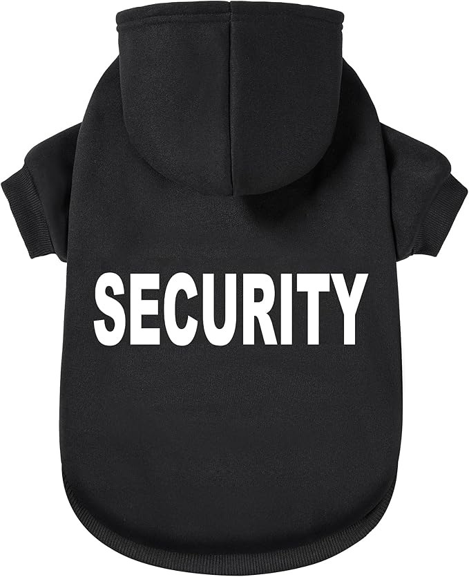 Security Dog Hoodie - Soft & Warm Dog Sweater with Leash Hole Design for Dog Cat,Dog Clothes Pullover Hoodies for Christmas, Holidays and Daily Wear (Black (Security), X-Large)