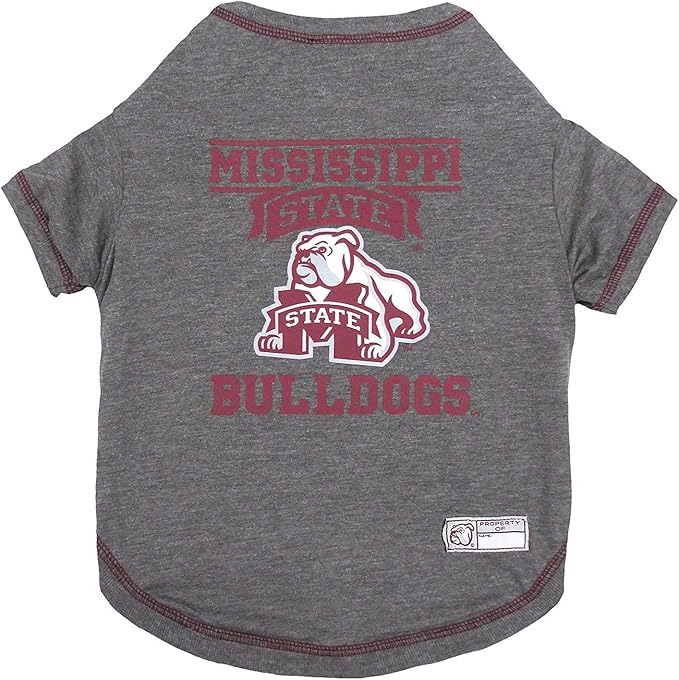 Pets First Collegiate MISSISSIPPI STATE BULLDDOGS Dog T-Shirt, Medium. - Licensed Shirt for Pets Team Colored with Team Logos.- Premium Stretchable Materials for the Comfrot of your Dog & Cat.