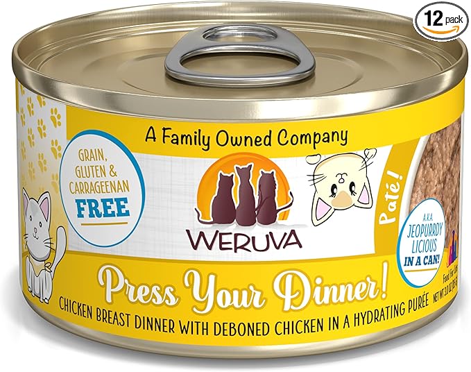 Weruva Classic Cat Paté, Press Your Dinner with Chicken, 3oz Can (Pack of 12)