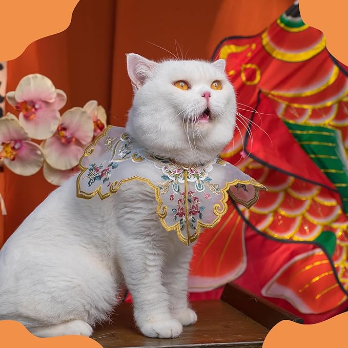 Leo Kitty New Year Pet Outfit for Small Cats & Small Dogs — Green Butterfly-Embroidered Costume, Holiday Dress-Up Essential