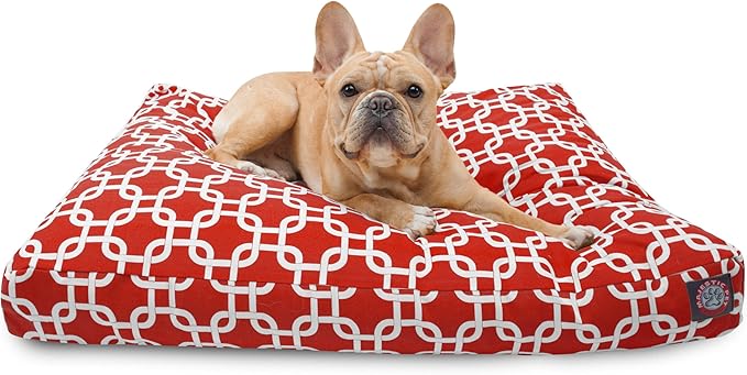 Red Links Small Rectangle Indoor Outdoor Pet Dog Bed With Removable Washable Cover By Majestic Pet Products