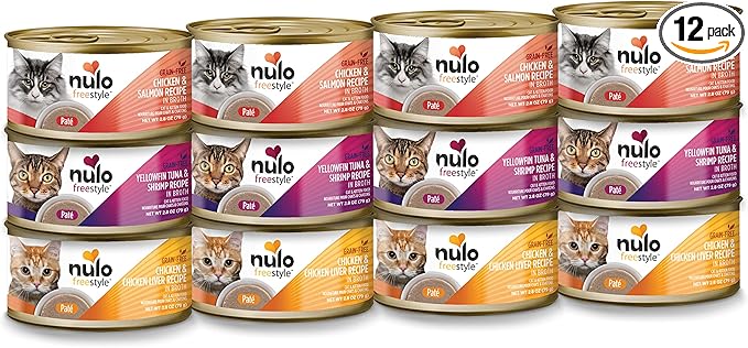 Nulo Freestyle Cat & Kitten Wet Pate Canned Cat Food,Premium All Natural Grain-Free, with 5 High Animal-Based Proteins and Vitamins to Support a Healthy Immune System and Lifestyle 2.8 oz (Pack of 12)