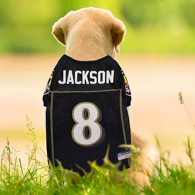 NFLPA Pet Jersey: Lamar Jackson #8 - NFL Baltimore Ravens Dog & CAT Mesh Jersey, Size: X-Large. Cutest Licensed by The NFL & NFLPA! Be a Real Fan & Support Your Team & Player Now!