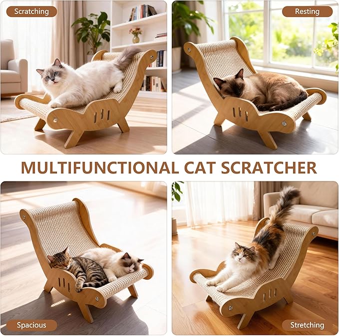 Large Sisal Cat Scratcher–Indoor Cat-Specific Bed & Scratching Pad Combo Lounger,Durable Scratching Mat,Non-Shedding Material