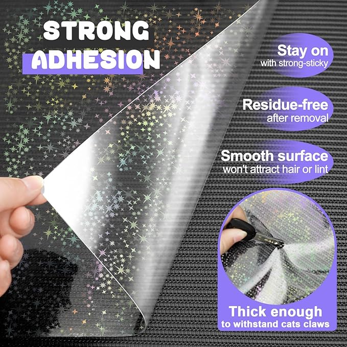 JINVOGREEN Iridescent Cat Scratch Furniture Protector, 160" x 12.4" Clear Anti Cat Scratch Protector, Thickened Self-Adhesive Furniture Cat Scratch Protector