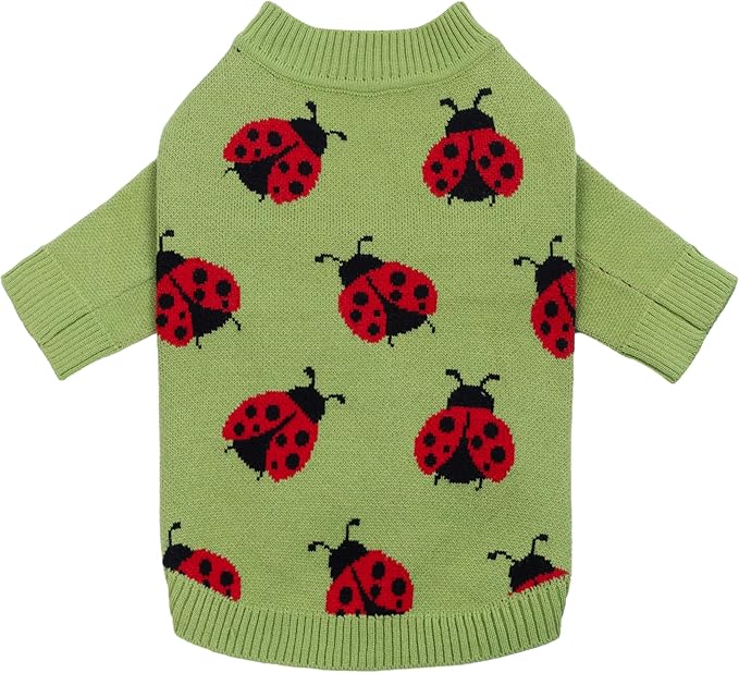 Fitwarm Ladybug Dog Sweater, Warm Dog Winter Clothes for Small Dogs Boy Girl, Pet Outfit, Green, Red, Black, XXL