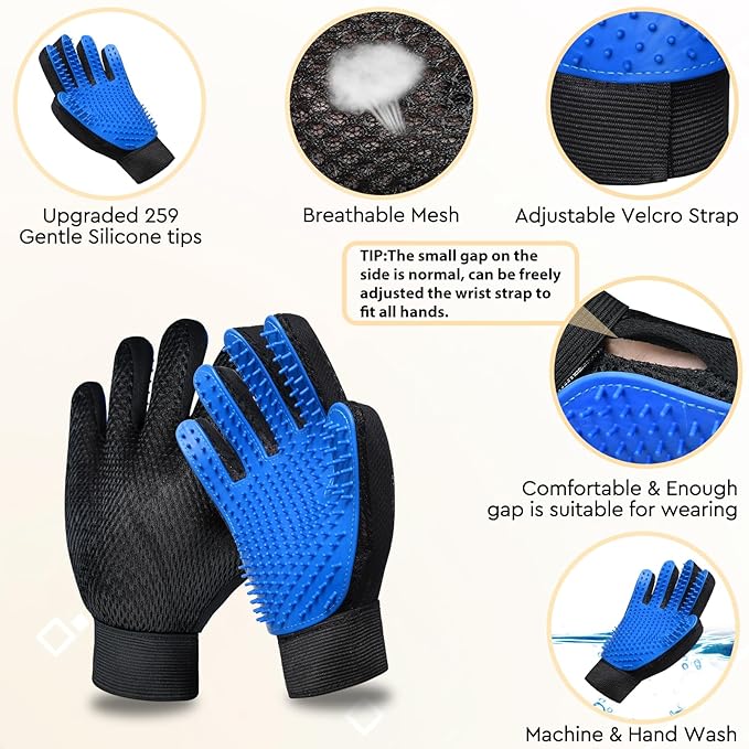 Cat Grooming Glove Brush,Self-Cleaning Slicker Pet Brush for Short and Long Haired Pets,Dog Bath Brush for Shedding and Grooming,Removes Loose Hair and Tangles,Promote Circulation