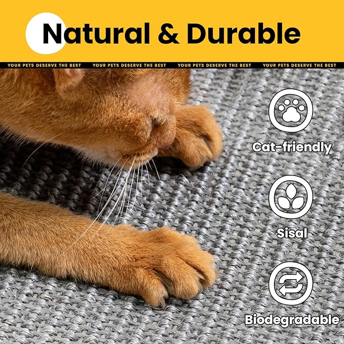 Conlun Extra Large Cat Scratcher Mat (27.5" x 35.4"), Natural Sisal Cat Scratching Pad for Indoor Cats, Mess-Free Cat Scratch Rug & Cardboard Alternative, Couch & Furniture Protector