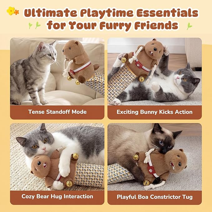 Interactive Cat Toys Cute Play Set with Wrestling Glove, Karate Kitty, Catsumo, Wrestling Puppet, Fun Interactive Toy for Indoor Cats & Kittens