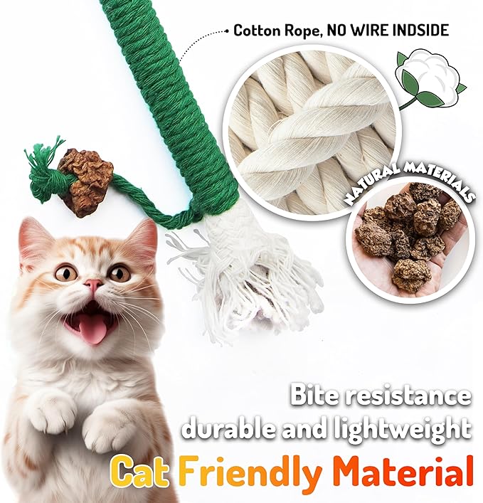 Cat Chew Toys 3PCS Sisal Ropes, Kitten Toys for Indoor Cats Teeth Cleaning Toys for Kitten, Bite Resistant Catnip Toys Interactive Cat Nip Kitty Kicker Toys for All Breeds