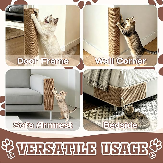 Door & Wall Corner Cat Scratcher, 19.68x7.8 Inch Scratch Pad for Cats, Corner Scratchers for Indoor Cats
