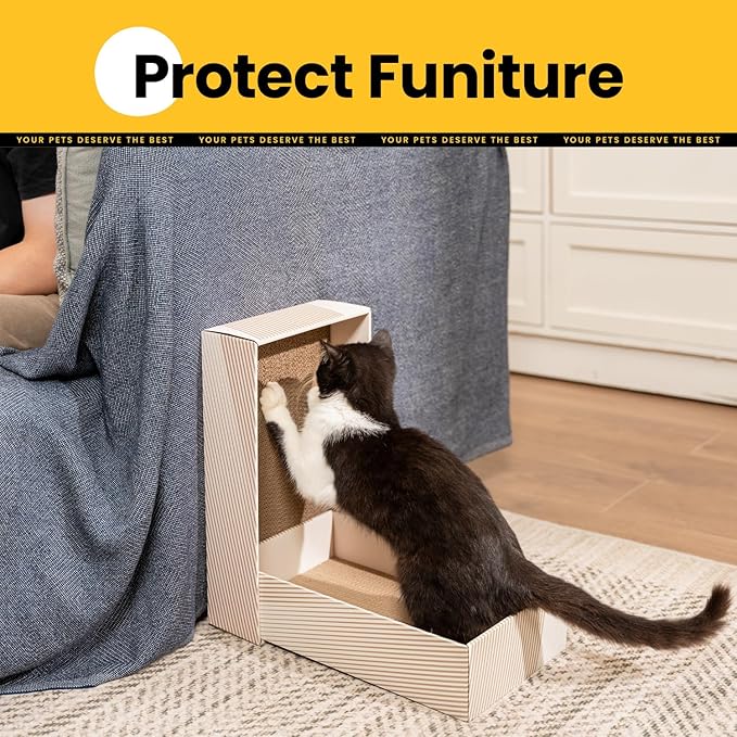 Conlun Cat Scratcher Box with 4 Scratching Pads&2 Separate Cardboard Boxes,2-in-1 Cardboard Cat Scratch for Multiple Kitten Interactive Play,Gradient(Ball & Fish Catnip Toy Included)