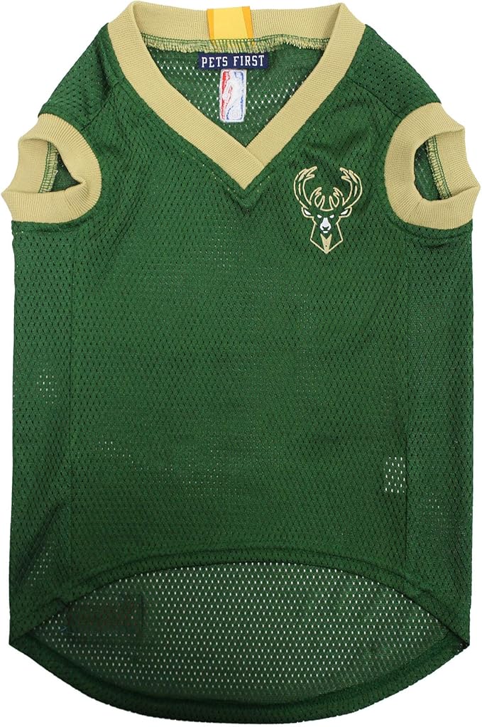 Pets First NBA MILWAUKEE BUCKS DOG Jersey, Medium - Tank Top Basketball Pet Jersey