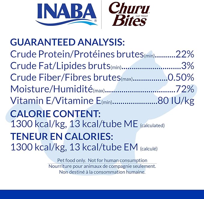 INABA Churu Bites for Cats, Soft/Chewy Baked Chicken Wrapped Churu Filled Cat Treats with Vitamin E, 0.35 Ounces per Tube, 18 Tubes Total (3 Tubes per Pack), Chicken Recipe