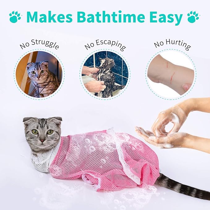 YLONG Cat Bathing/Grooming Bag Anti-Bite and Anti-Scratch for Bathing, Nail Trimming, Medicine Taking,Injection,Adjustable Multifunctional Breathable Restraint Shower Bag(Green)