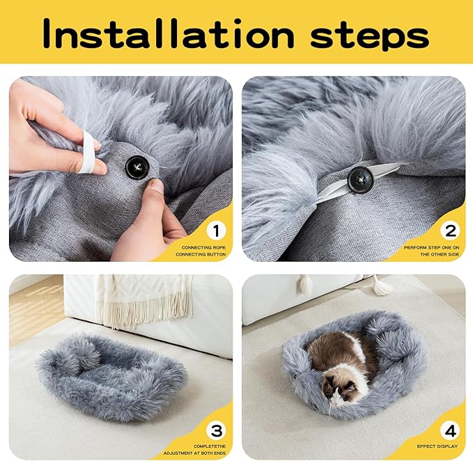 Dog Cat Bed Mat 19.6x31.4 inch, Washable Soft Plush Faux Fur Fluffy Puppy Pads Blanket for Indoor Pet Sleep Cushion Grey