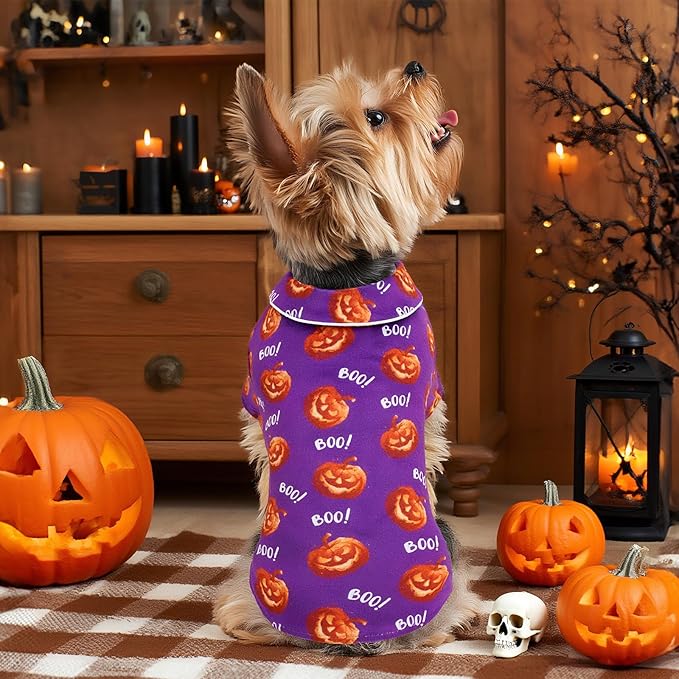 CuteBone Two-Leg Velvet Pet Halloween Pajamas Girl Dog Clothes - Soft, Cozy, and Stretchy Boy Pjs for Small, Medium Dogs and Cats Winter Sleepwear Apparel LTP13XS