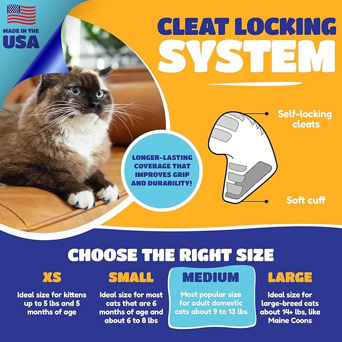 Soft Claws Cat Nail Caps for Medium Cats – (40 Caps, Sparkle Variety) - Made in USA - Veterinarian-Developed | Protects Furniture & Skin - Easy to Apply, Long-Lasting Anti-Scratch Soft Cat Claw Covers