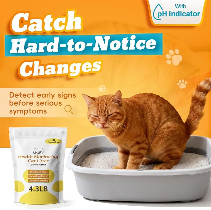 LMJP Health Monitoring Cat Litter — Super Odor Control, Color Changing for Early UTI Detection| 17.2lb, Non Clumping, Low Dust & Tracking, Micro Silica Crystals, Unscented — 3 Month Supply (4 x 4.3lb)